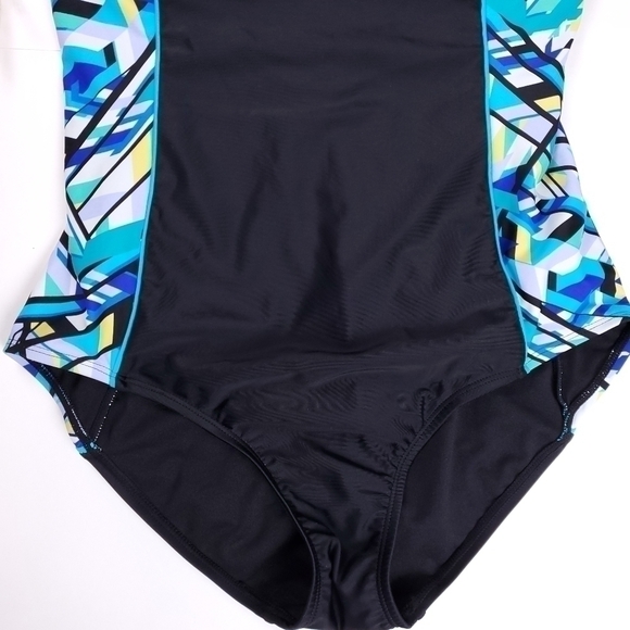 NEW Catalina Black Multicolored 1 Pc Swimsuit Size 12 / 14 - Picture 6 of 13